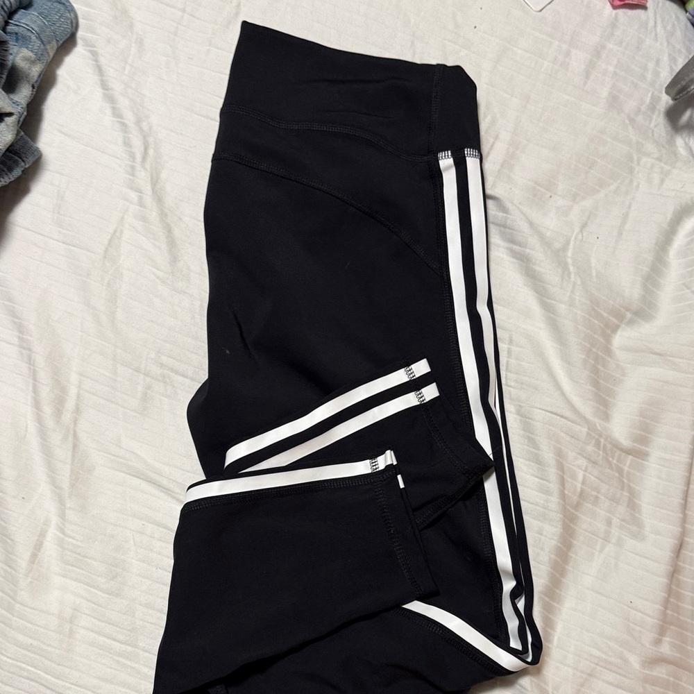 Adidas  climalite Black Leggings with White Stripes